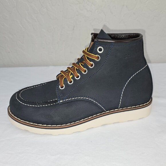 Schnee ELM Italian Collection Women’s Blue Nubuck 6" Moc Toe Lace Up Boots Sz 40 - Picture 5 of 10